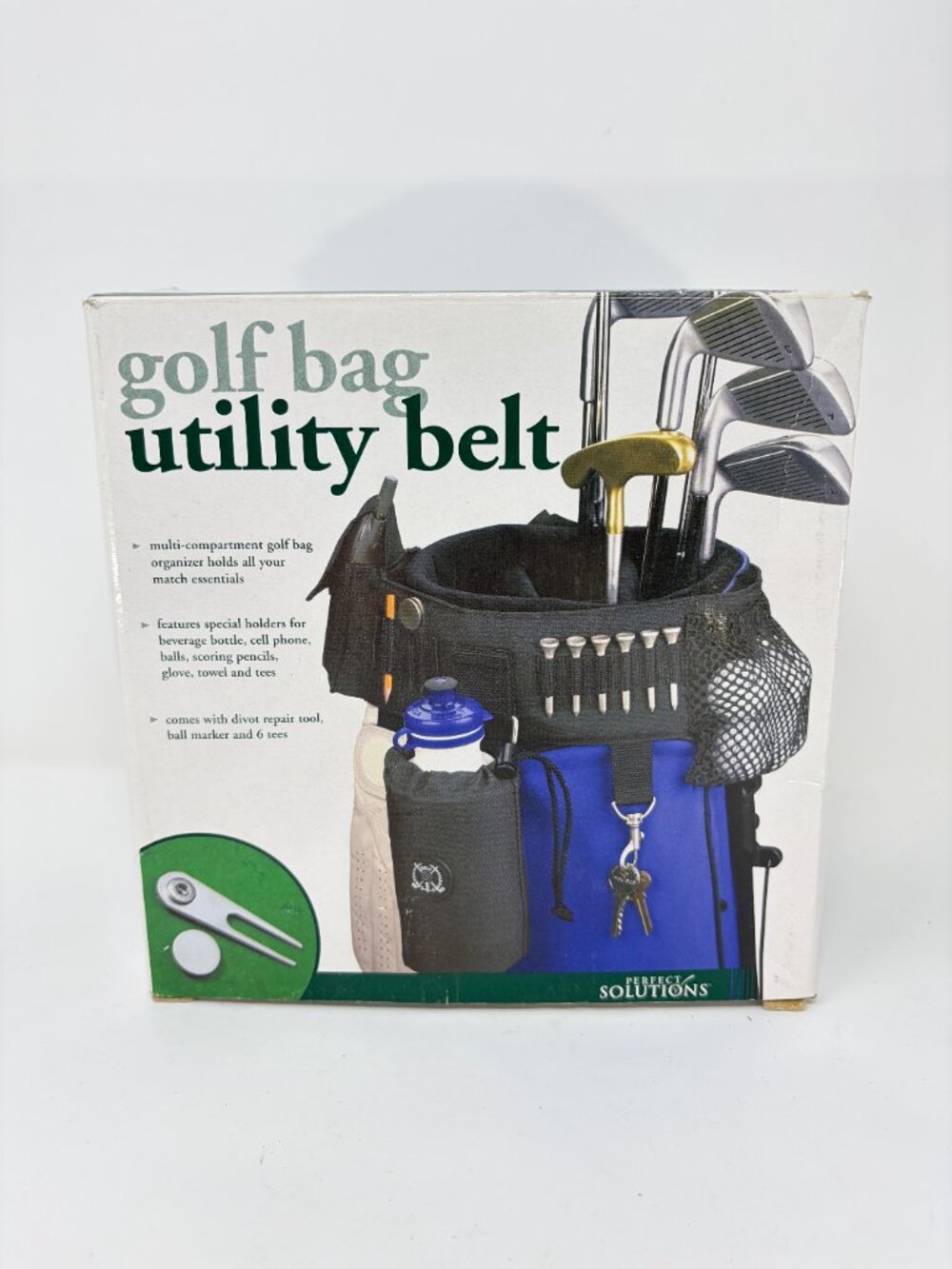 Black Golf Bag Utility Belt Perfect Solutions Organizer Holder - New In Box